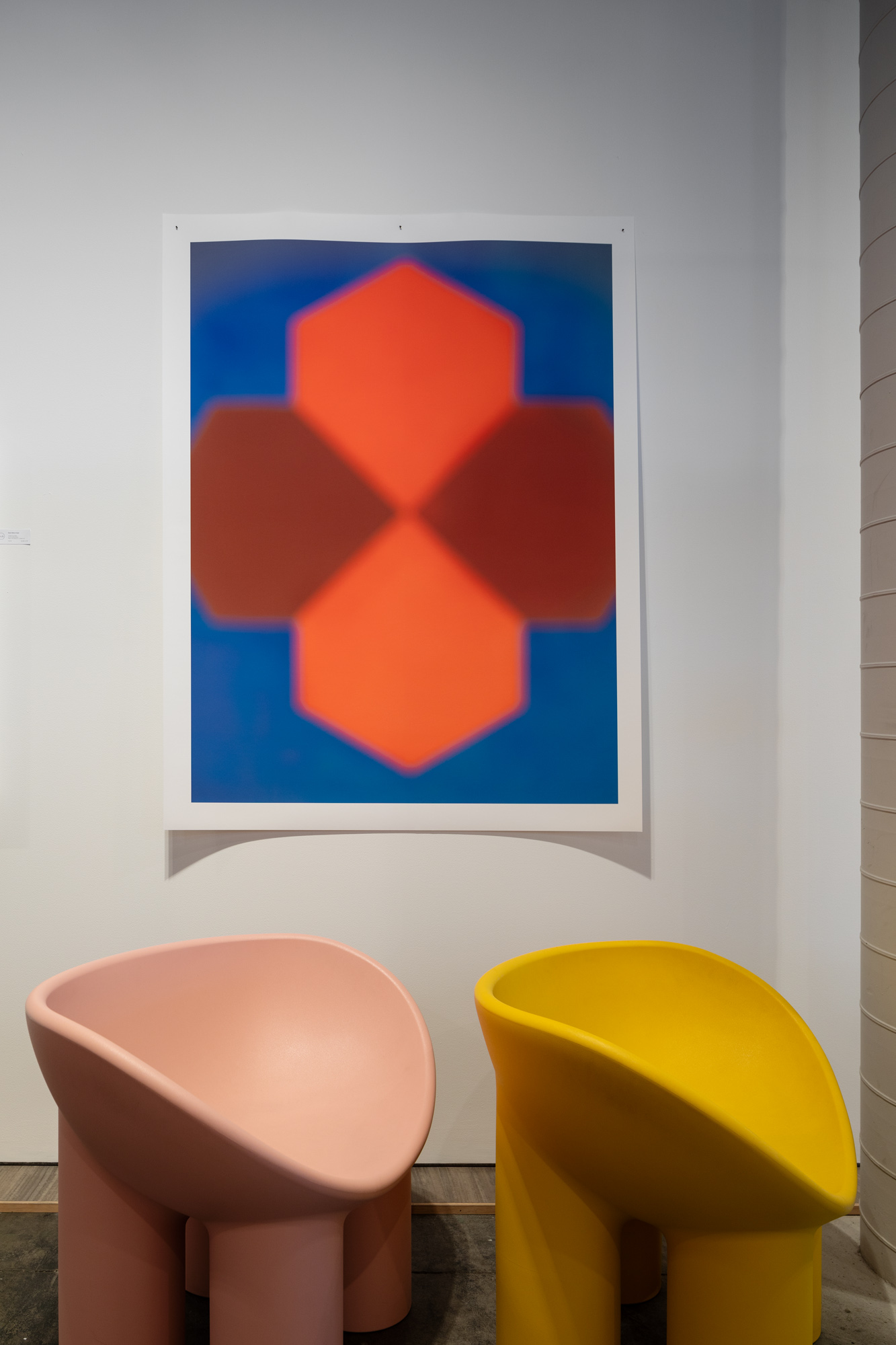 Hub Furniture showroom. Susan Knight arwork in situ.